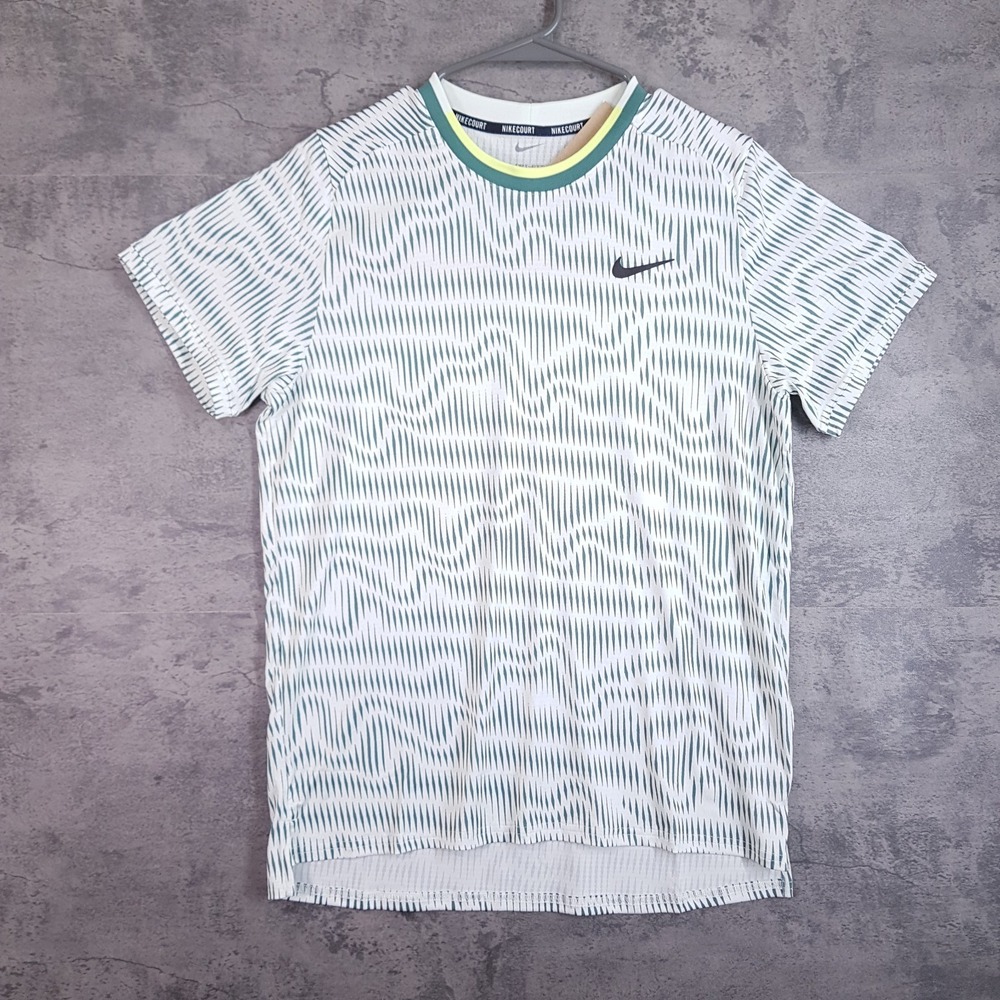 NIKE Court Advantage Dri-FIT Tennis Shirt Mens MEDIUM White Green FD5322-394